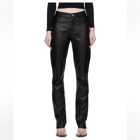 MIAOU Black Hannah Jewett Edition Jet Faux-Leather Trousers - Picture 2 of 7